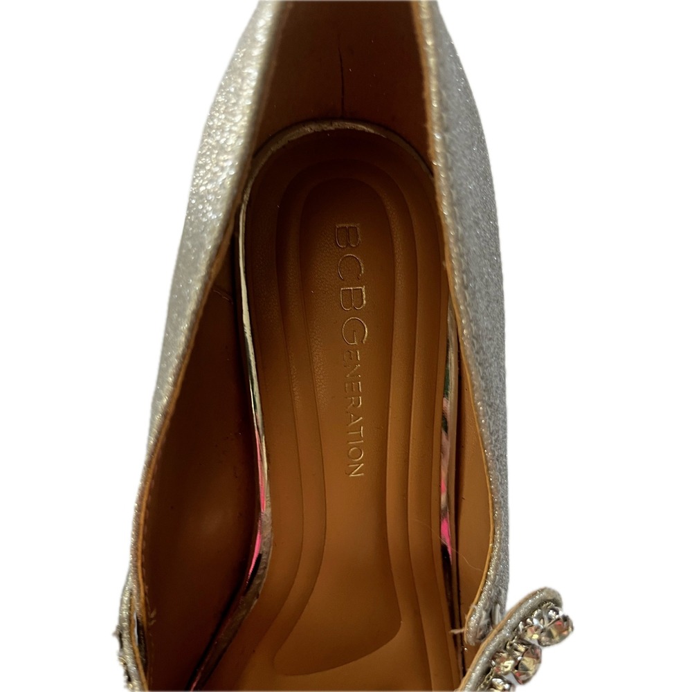 Y2k Bcbgeneration Silver Glitter Pointed Toe Heel… - image 2